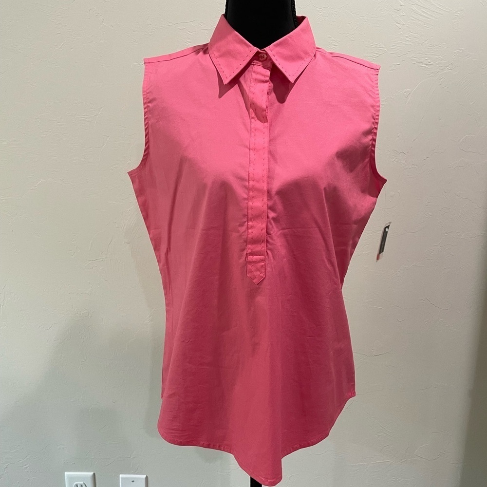 Good clothes pink sleeveless collared shirt medium
